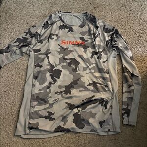 Simms Men's Camouflage Fishing/Sun Shirt - Gray